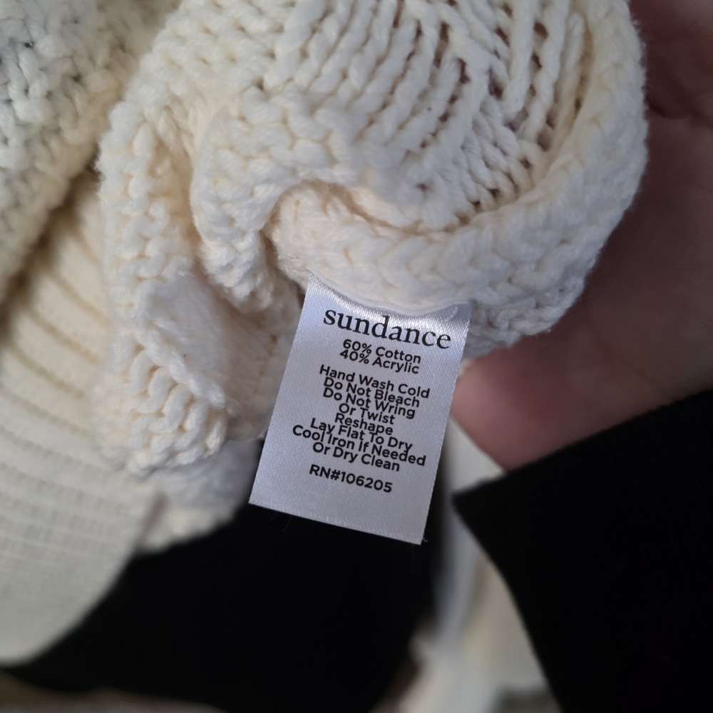 Sundance Cream Cable Knit Turtleneck Sweater - Picture 3 of 4